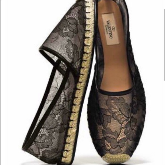 Valentino Black Lace Espadrille Flats - Picture 4 of 9